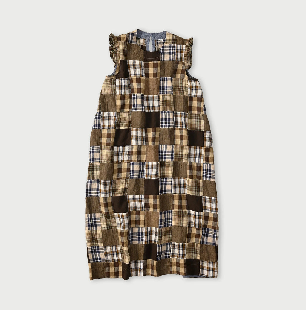 Indian Linen Patchwork POYON Dress Brown Patchwork