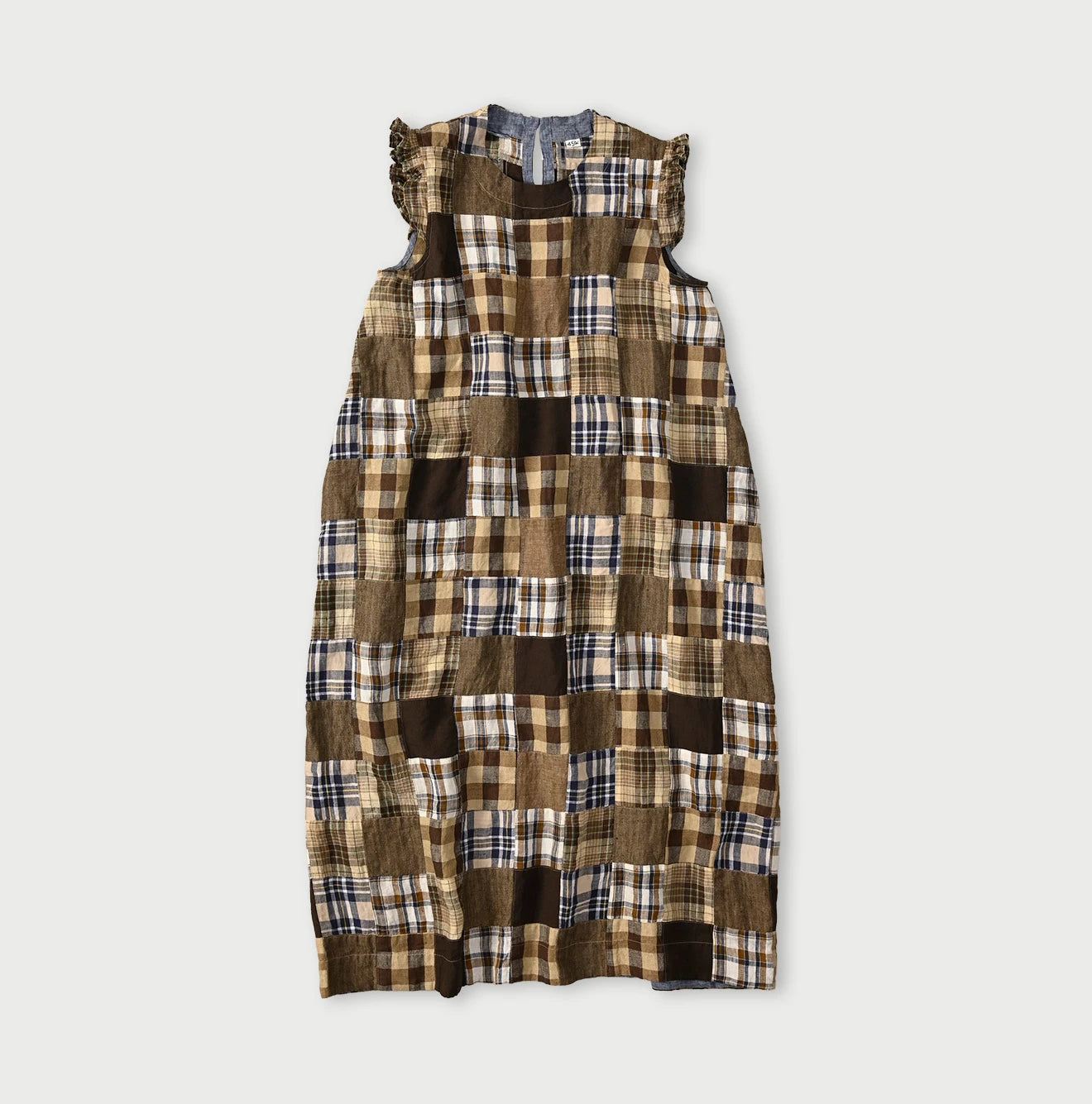 Indian Linen Patchwork POYON Dress Brown Patchwork