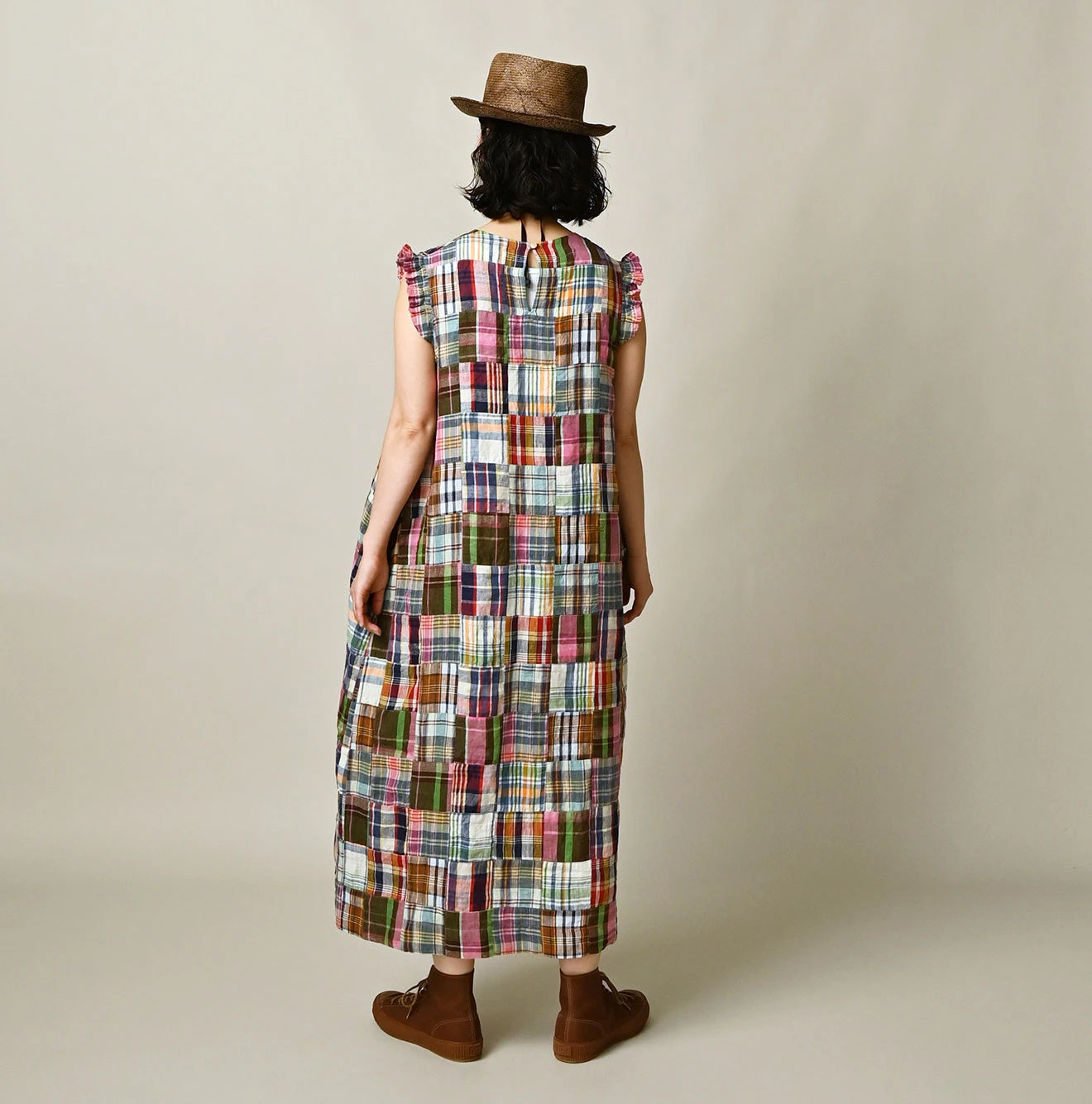 Indian Linen Patchwork POYON Dress Female Model