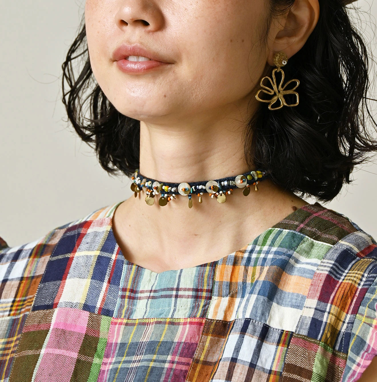 Indian Linen Patchwork POYON Dress Detail