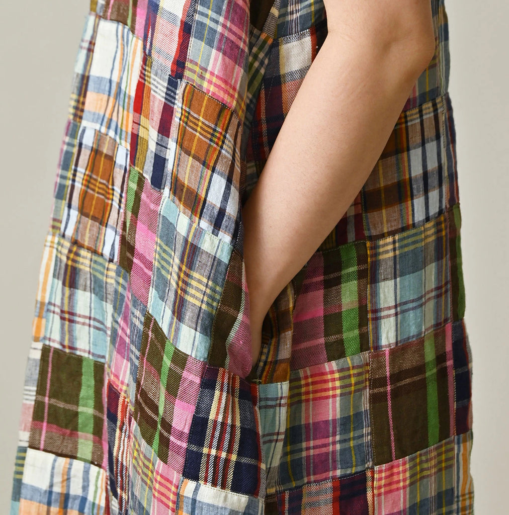 Indian Linen Patchwork POYON Dress Detail