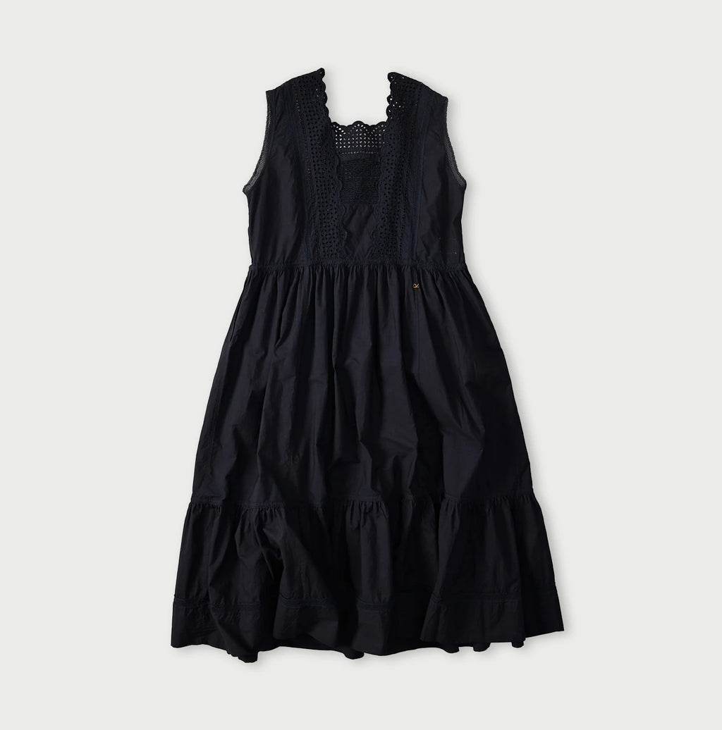 Indigo Batiste Cutwork Dress Back