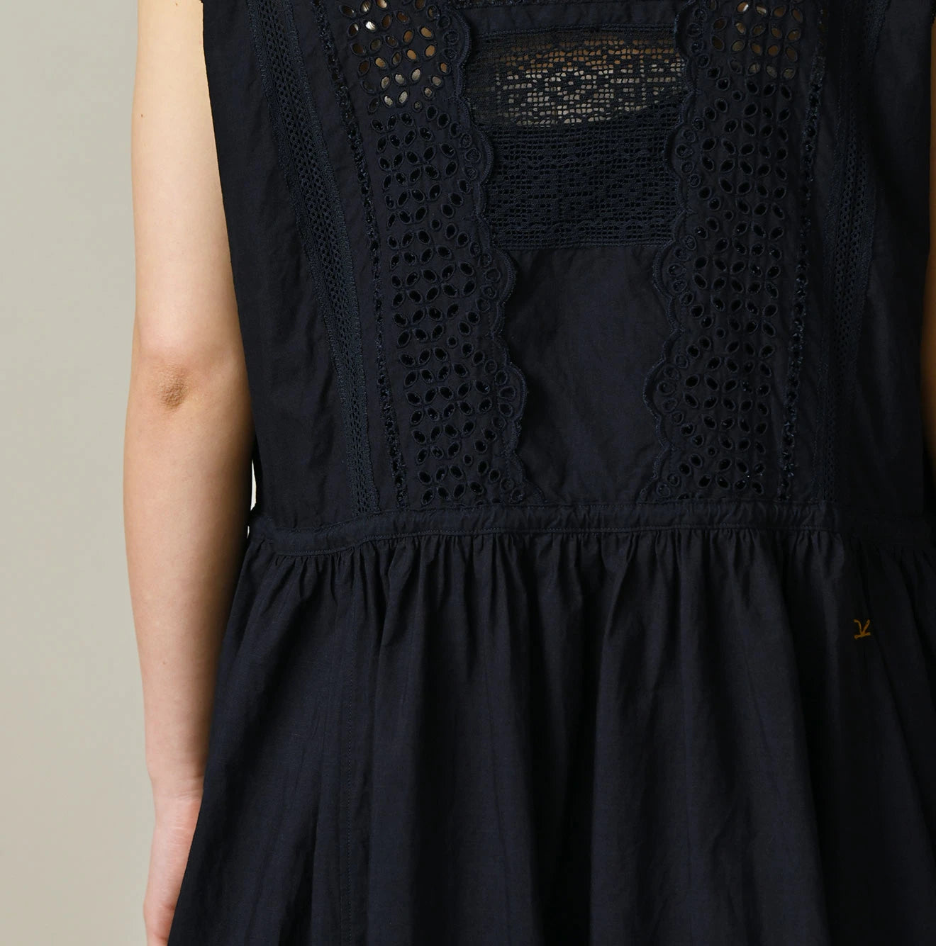 Indigo Batiste Cutwork Dress Detail