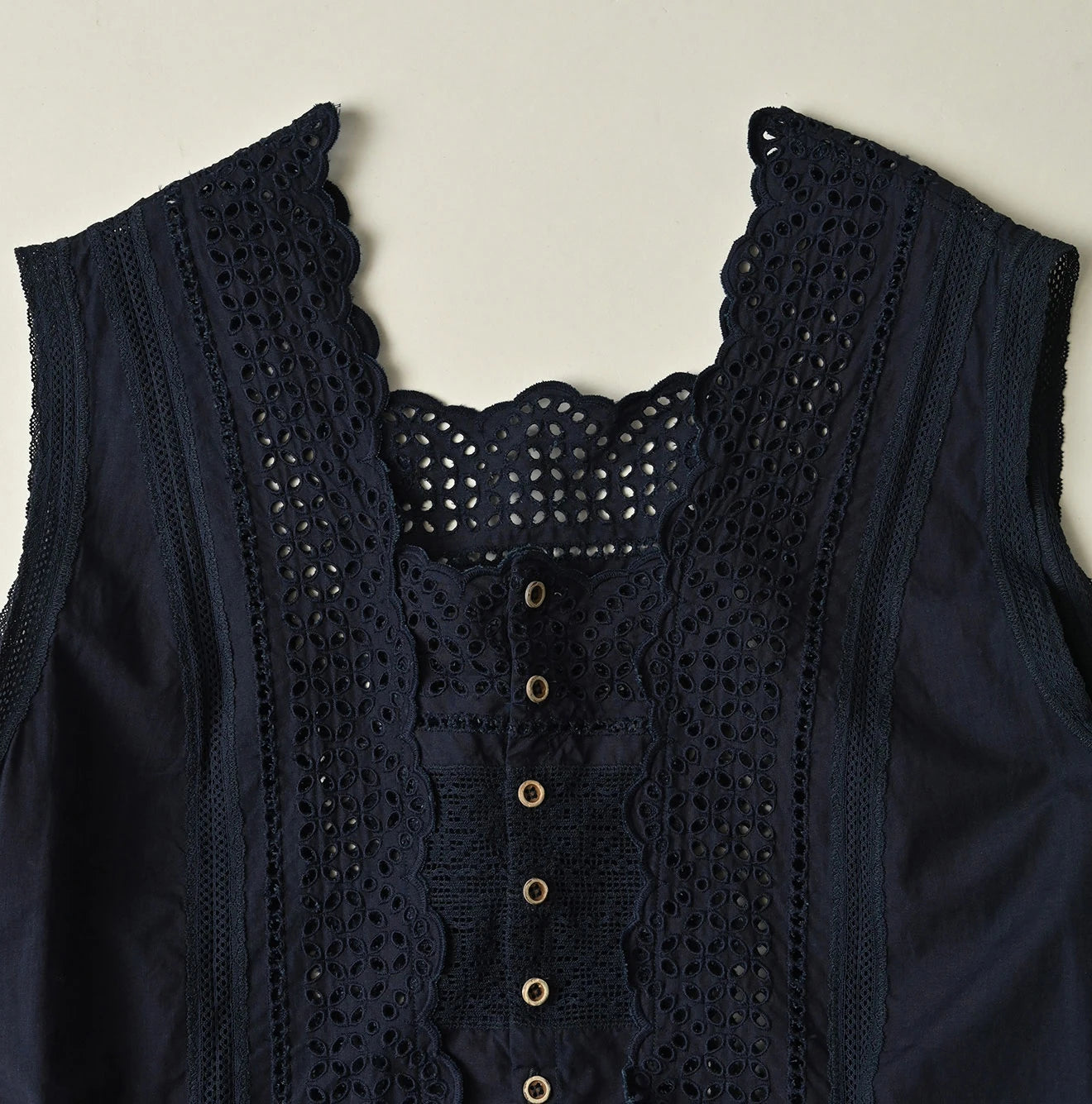 Indigo Batiste Cutwork Dress Detail