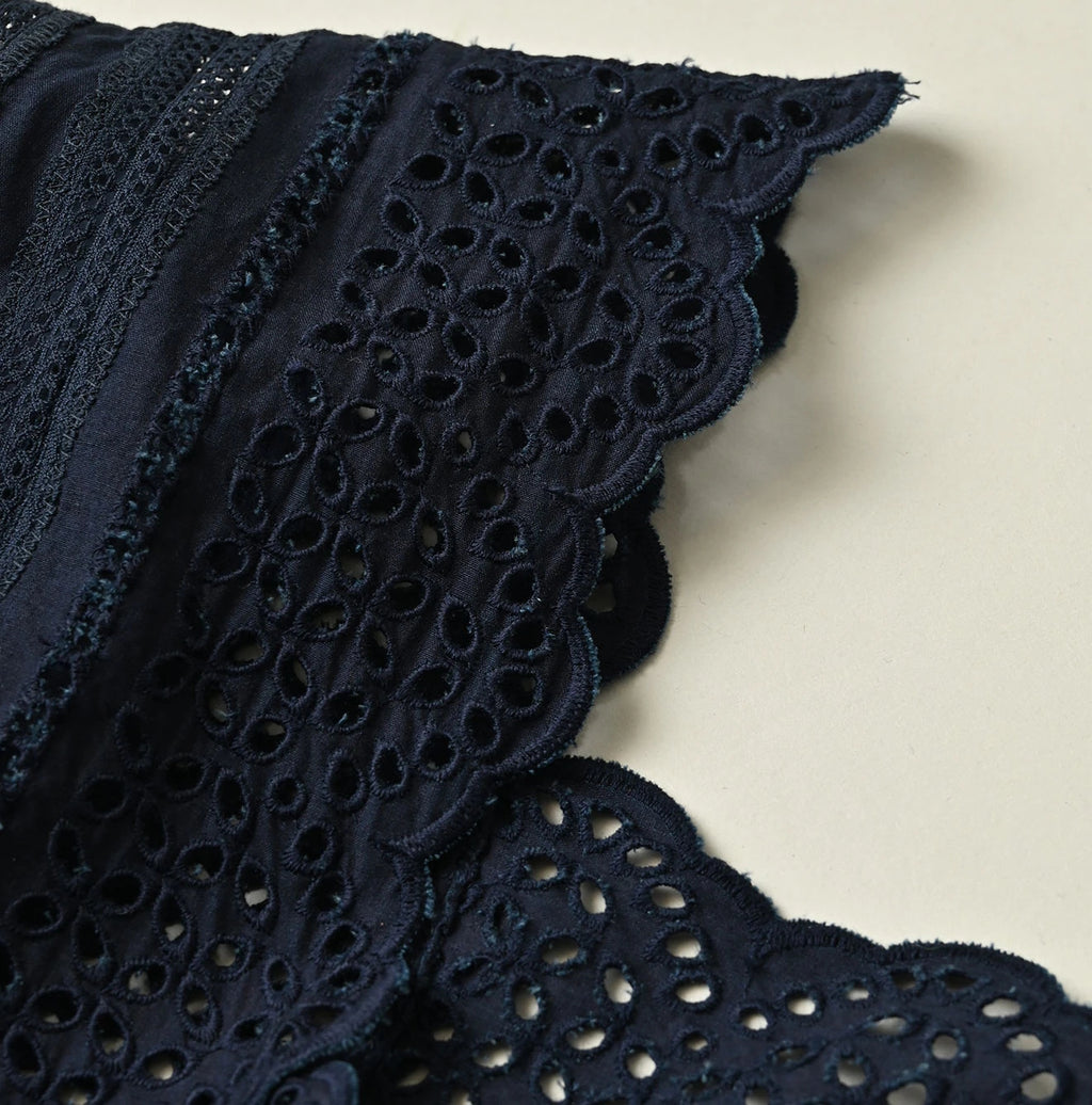 Indigo Batiste Cutwork Dress Detail