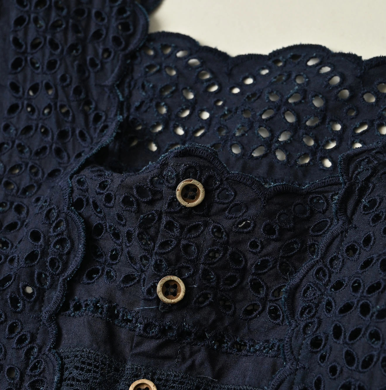 Indigo Batiste Cutwork Dress Detail