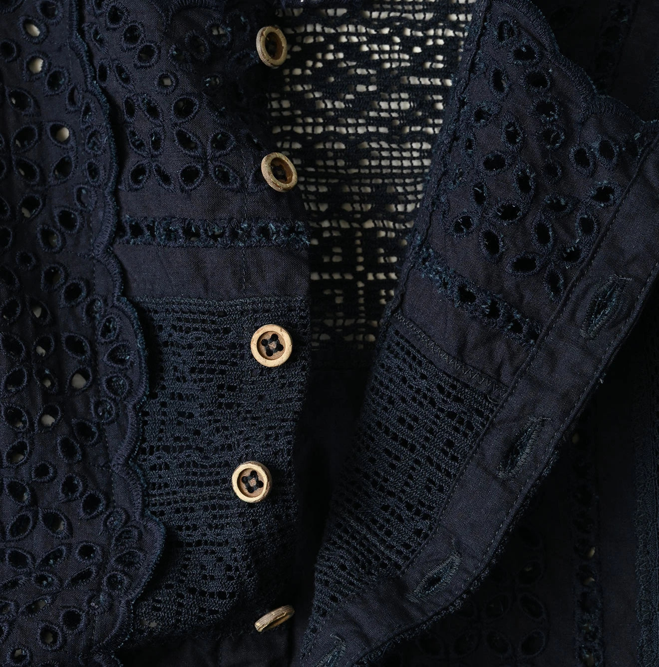 Indigo Batiste Cutwork Dress Detail