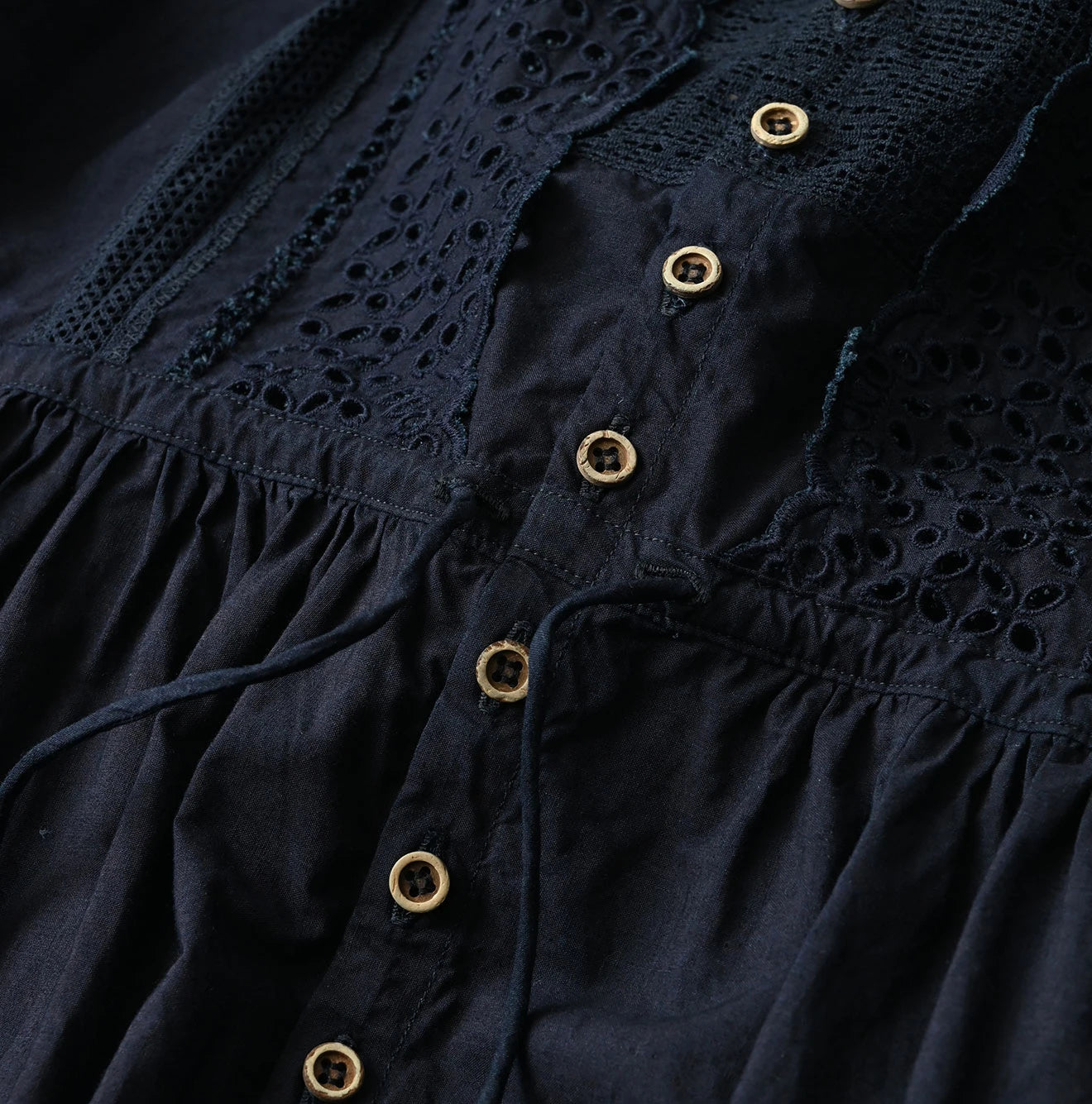 Indigo Batiste Cutwork Dress Detail