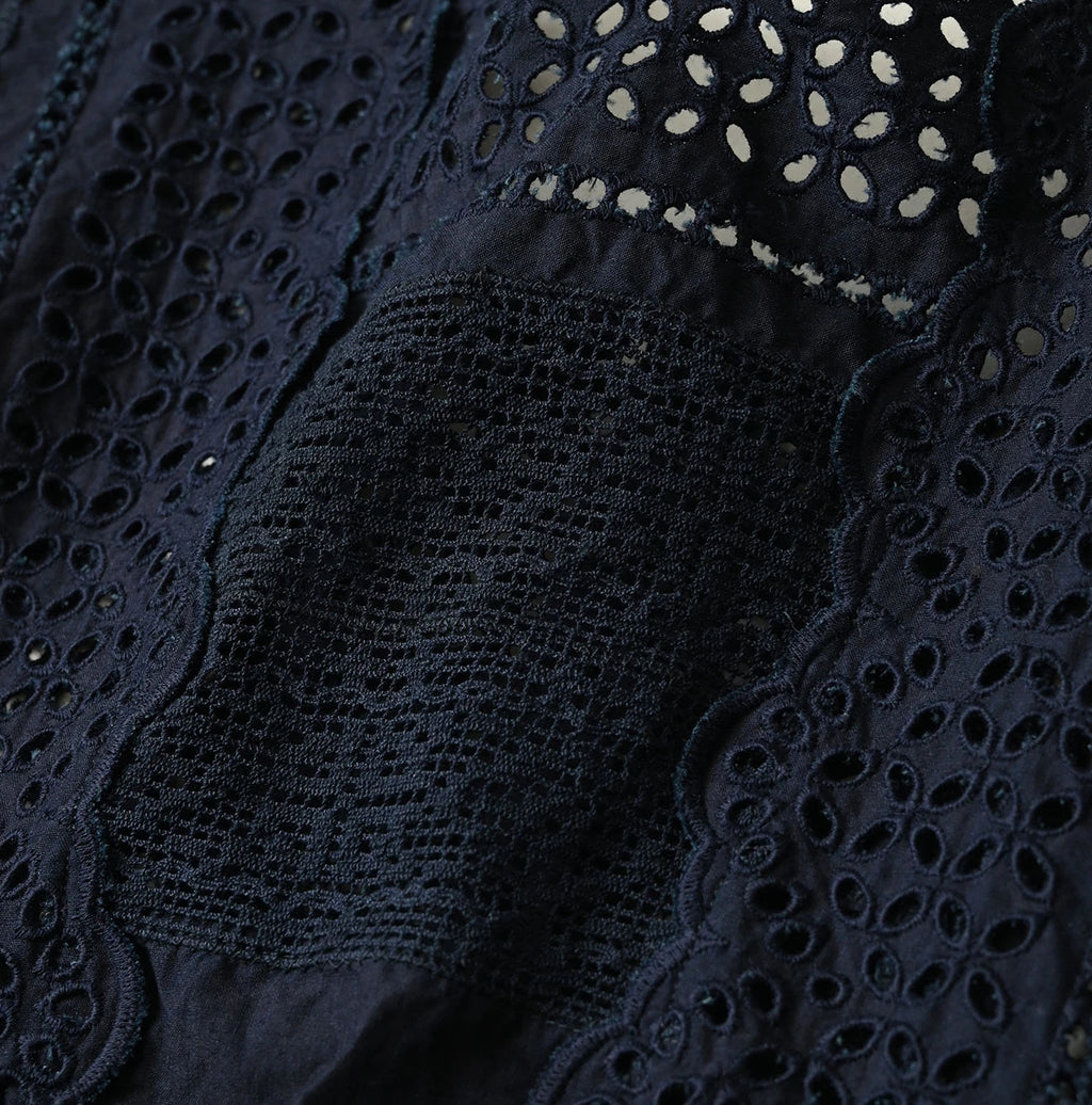Indigo Batiste Cutwork Dress Detail