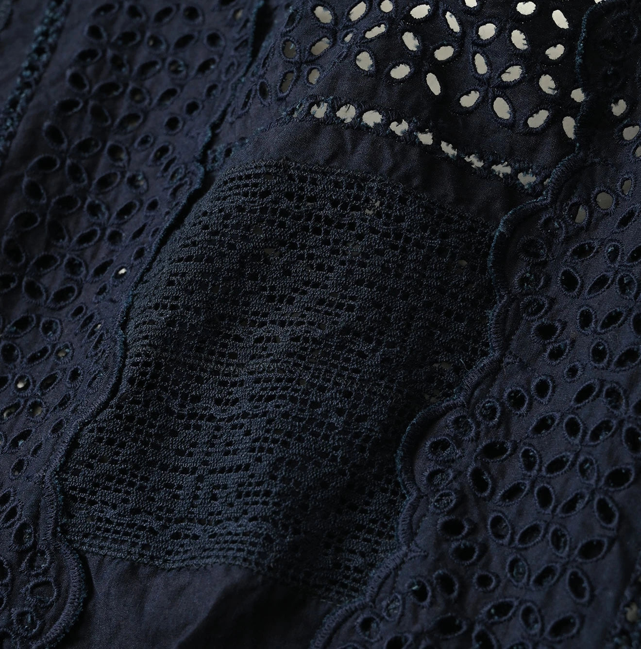 Indigo Batiste Cutwork Dress Detail