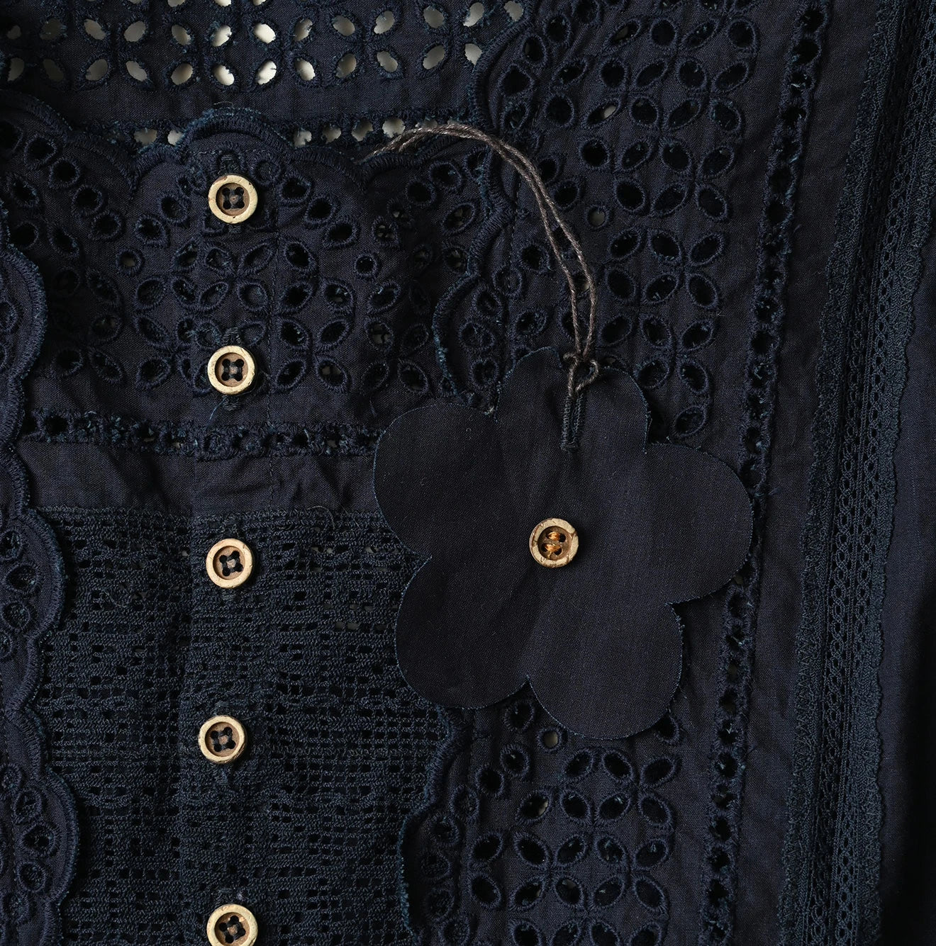 Indigo Batiste Cutwork Dress Detail