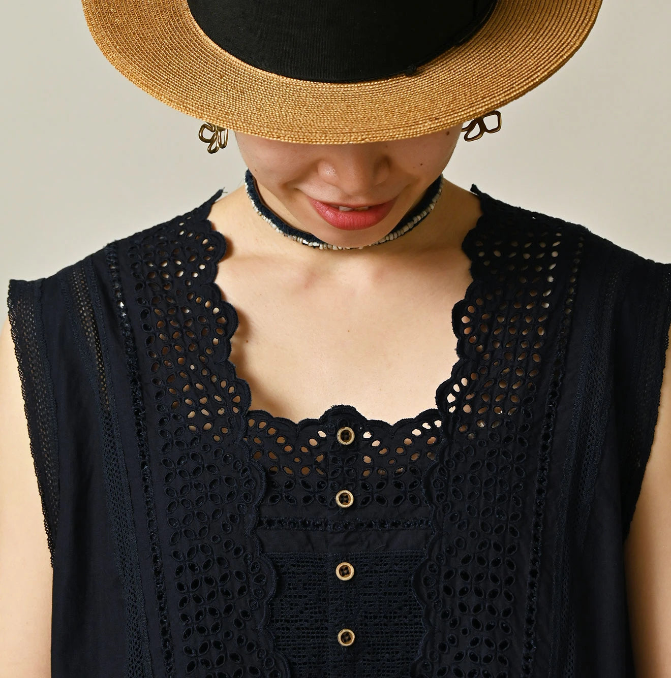 Indigo Batiste Cutwork Dress Detail