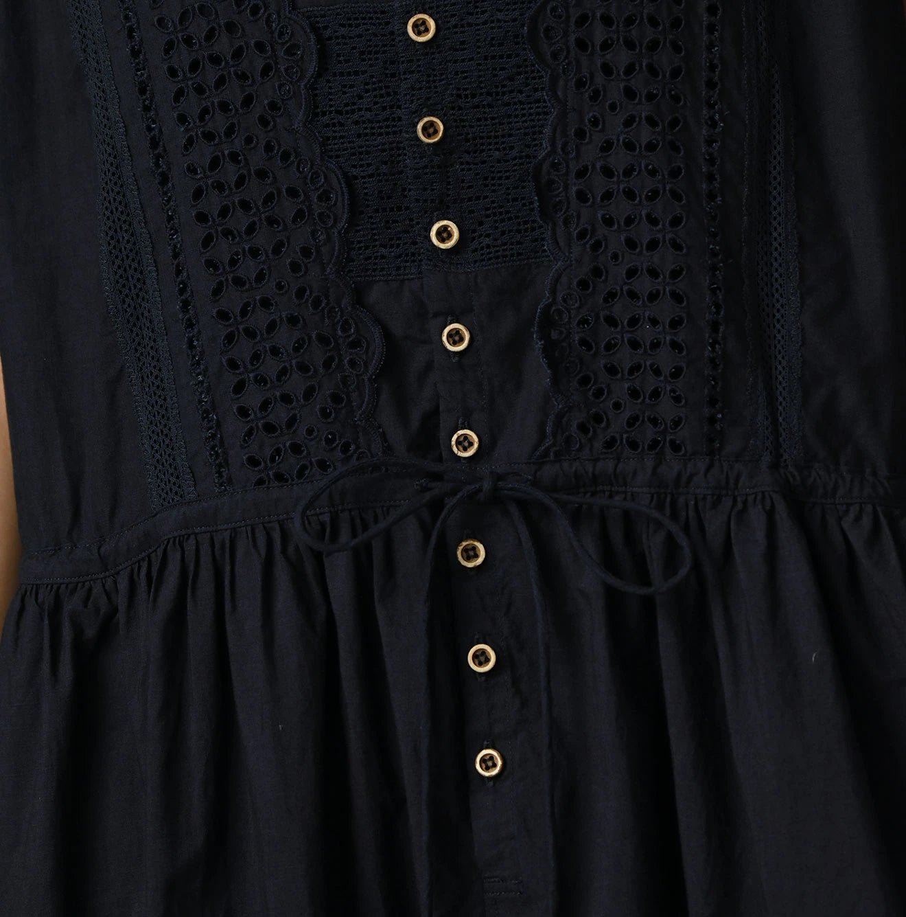 Indigo Batiste Cutwork Dress Detail