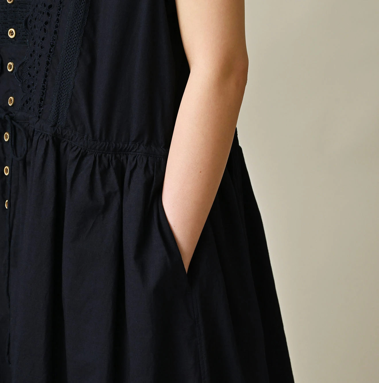 Indigo Batiste Cutwork Dress Detail