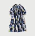 Indian Linen Patchwork Dress Blue Patchwork