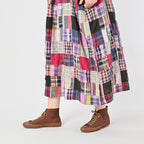 Indian Linen Patchwork Dress Blue Patchwork Detail