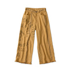 Indian Linen Sack Fringe Pants Beige