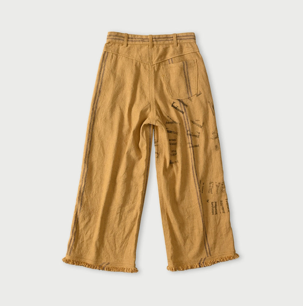 Indian Linen Sack Fringe Pants Back