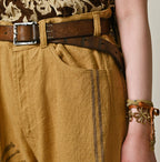 Indian Linen Sack Fringe Pants Detail