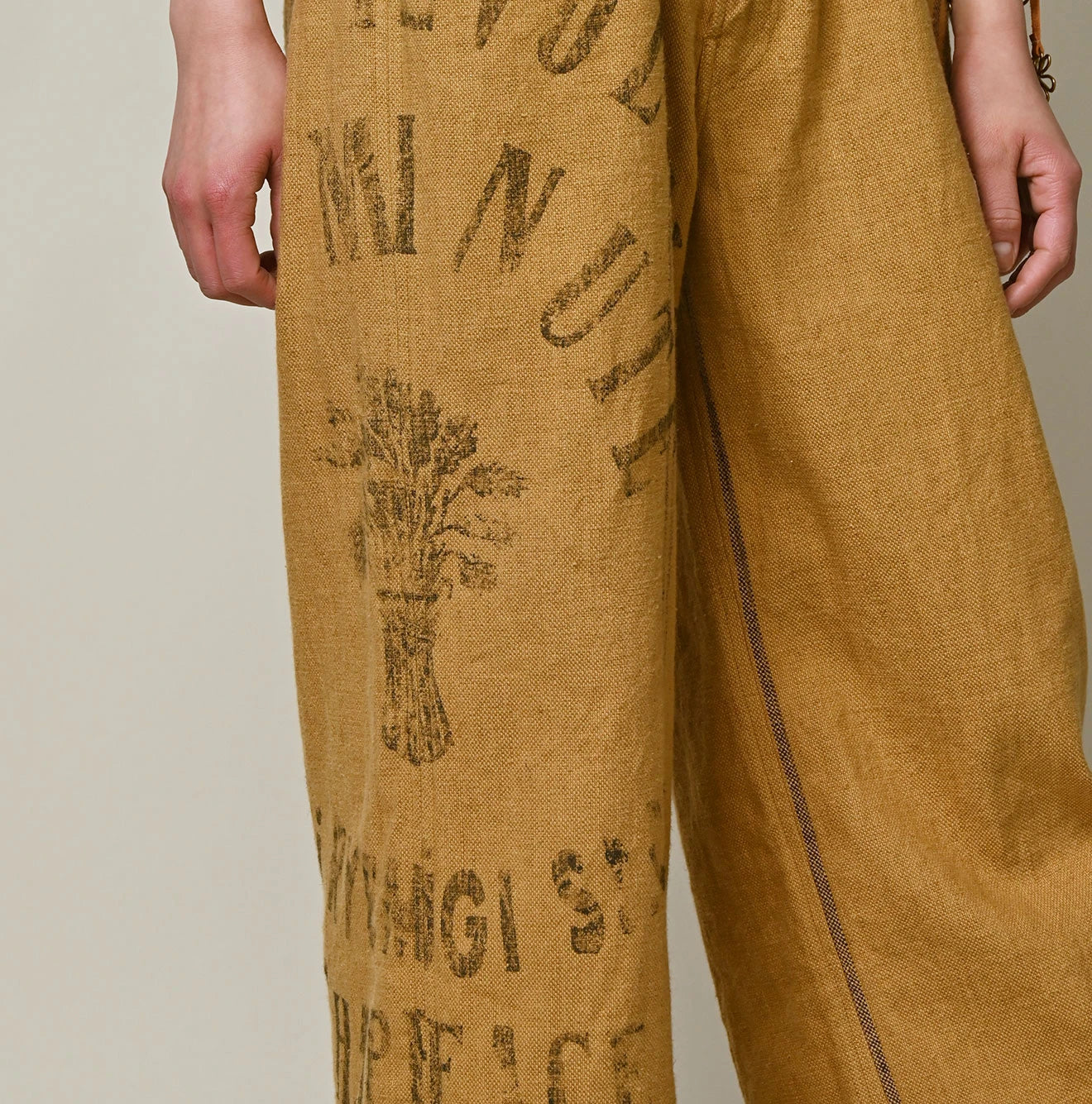 Indian Linen Sack Fringe Pants Detail