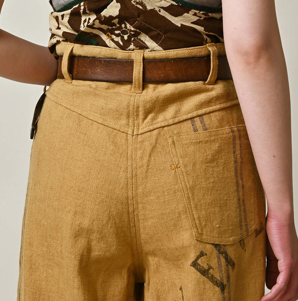 Indian Linen Sack Fringe Pants Detail