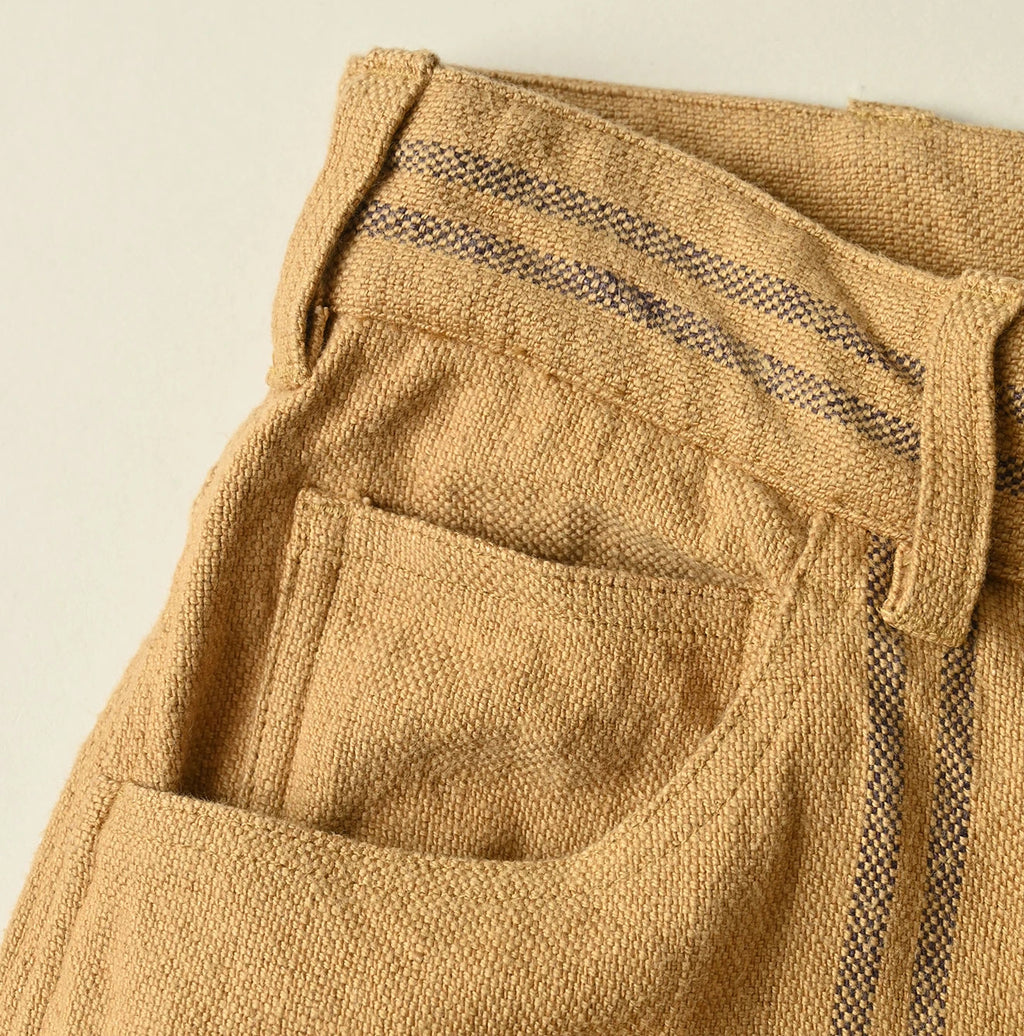 Indian Linen Sack Fringe Pants Detail