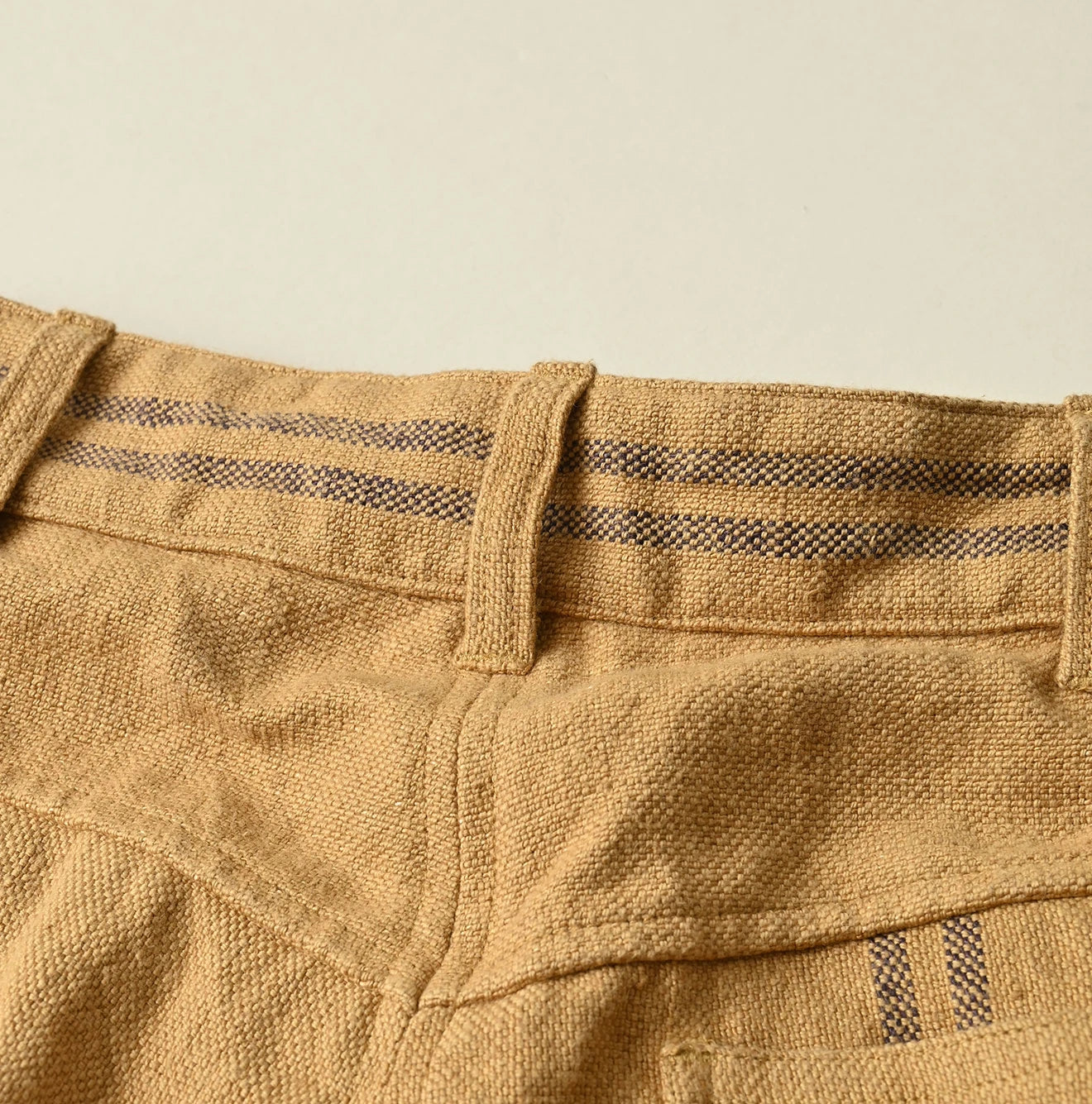 Indian Linen Sack Fringe Pants Detail
