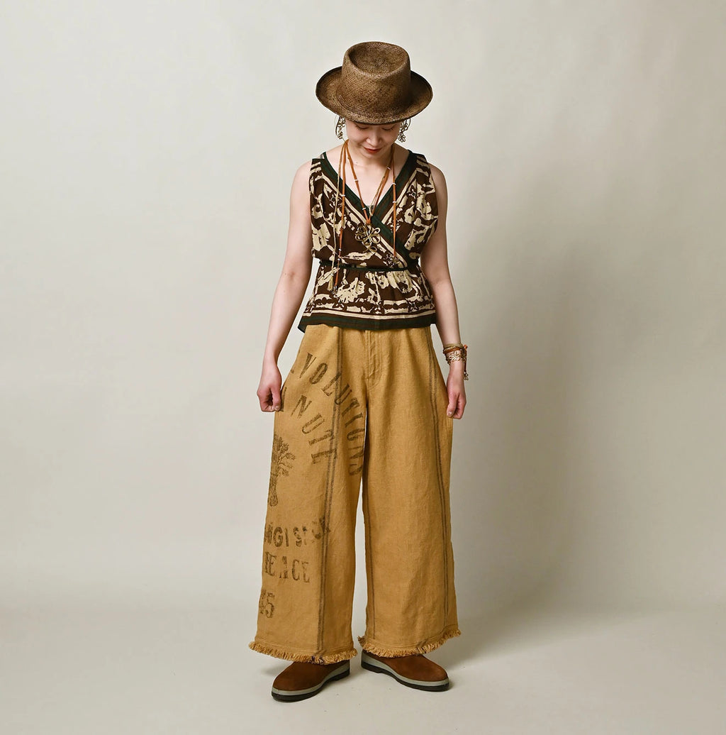 Indian Linen Sack Fringe Pants