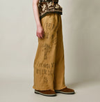 Indian Linen Sack Fringe Pants Female Model