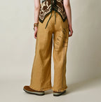 Indian Linen Sack Fringe Pants Female Model