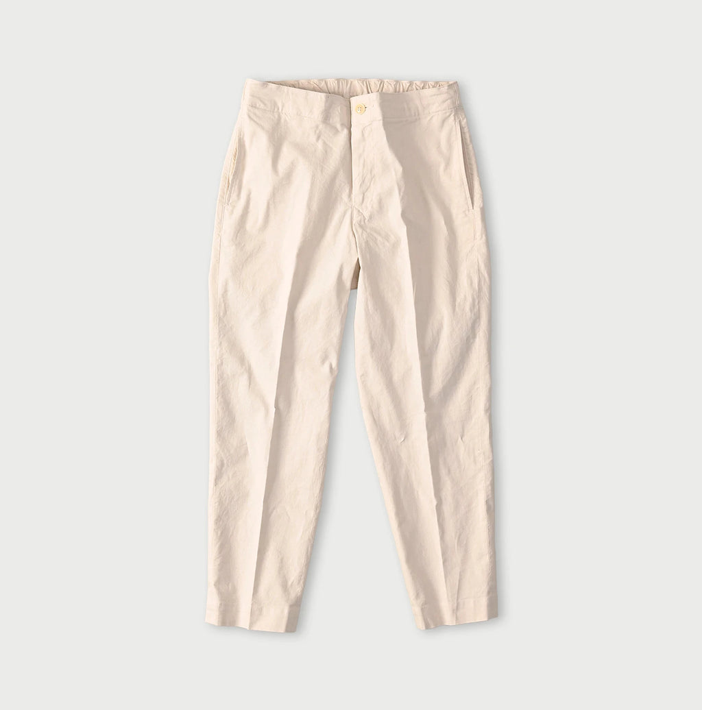 Cotton Linen OX Stretch Sabrina Slacks Antique White Chambray
