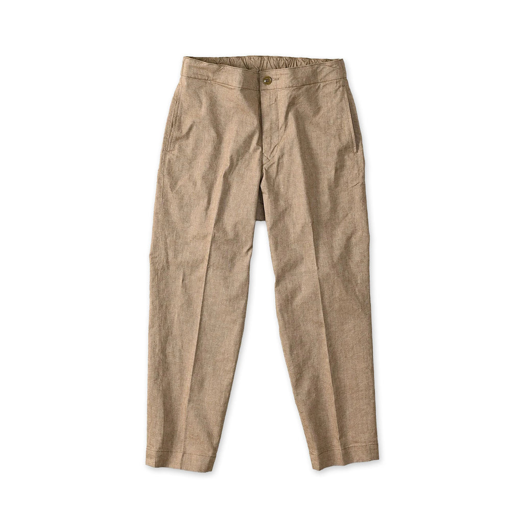 Cotton Linen OX Stretch Sabrina Slacks Brown Chambray