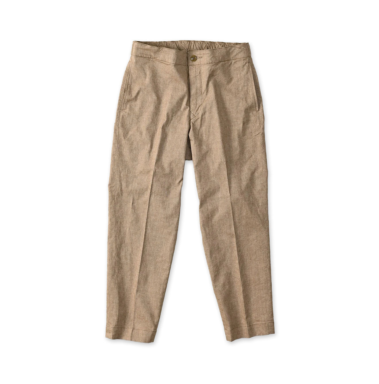 Cotton Linen OX Stretch Sabrina Slacks Brown Chambray