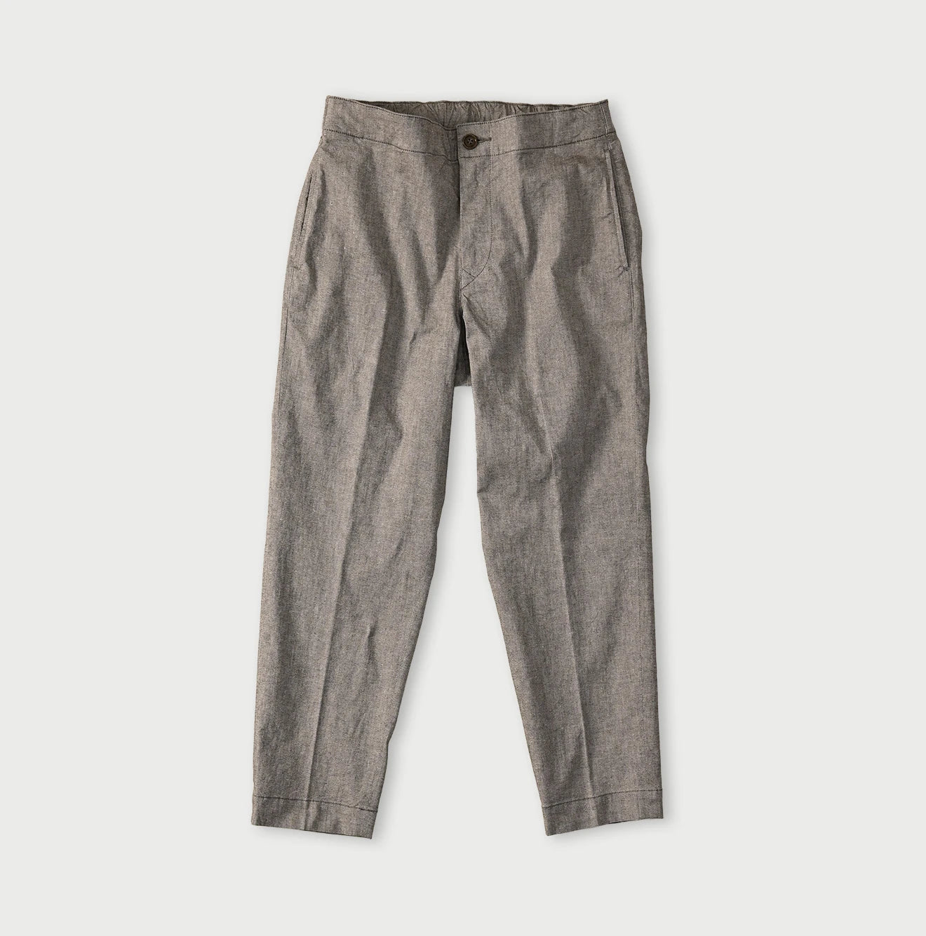 Cotton Linen OX Stretch Sabrina Slacks Charcoal Chambray