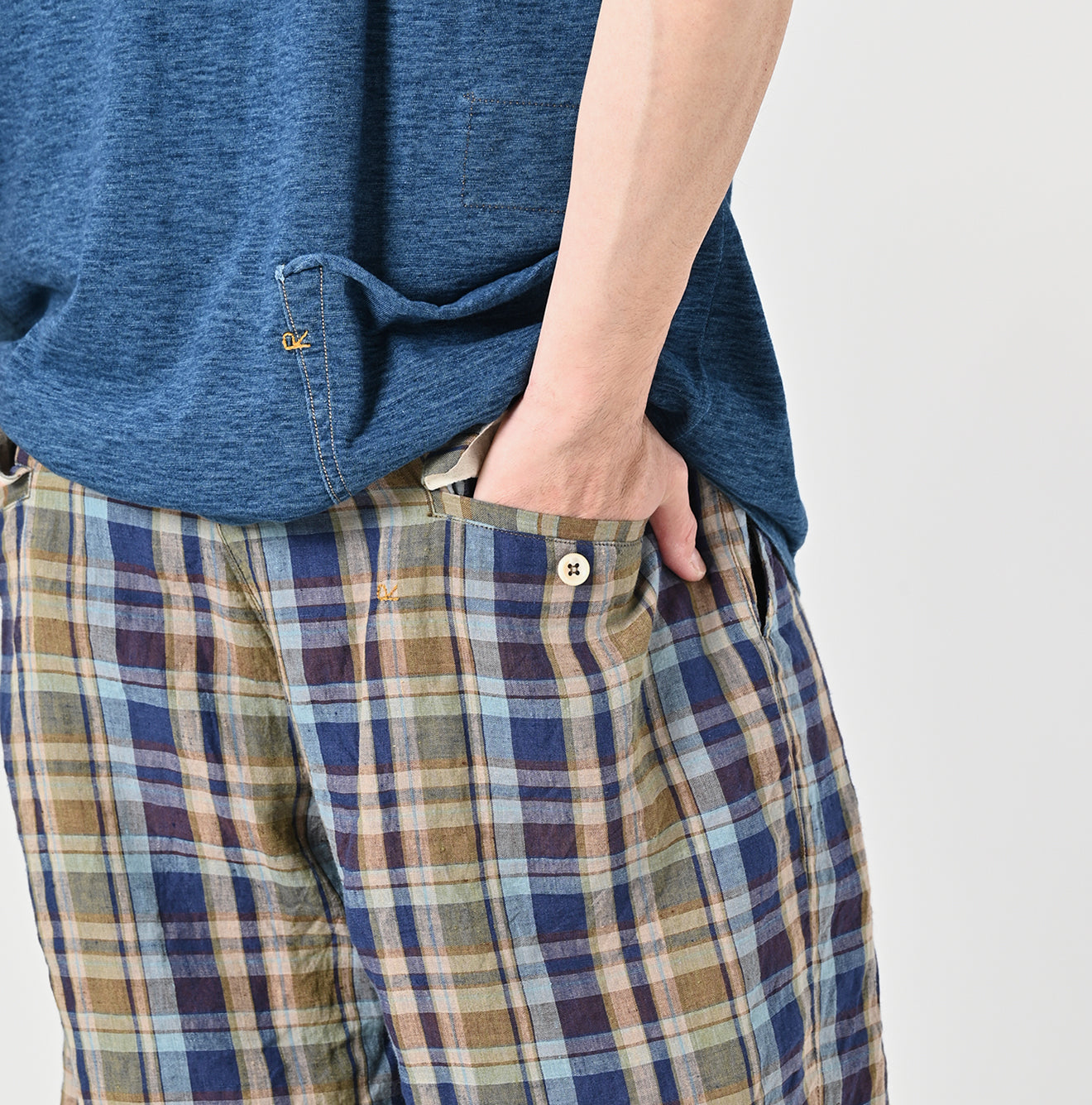Indian Linen Madras Short Pants Detail