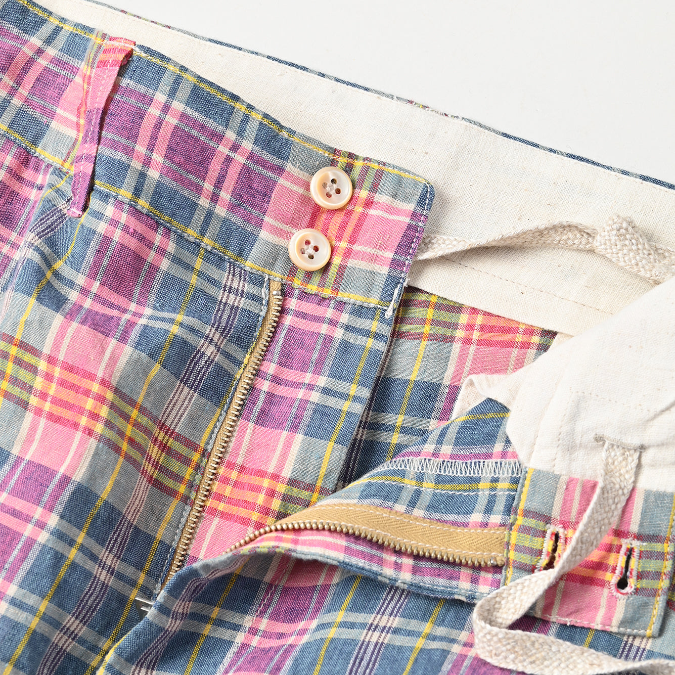 Indian Linen Madras Short Pants Detail