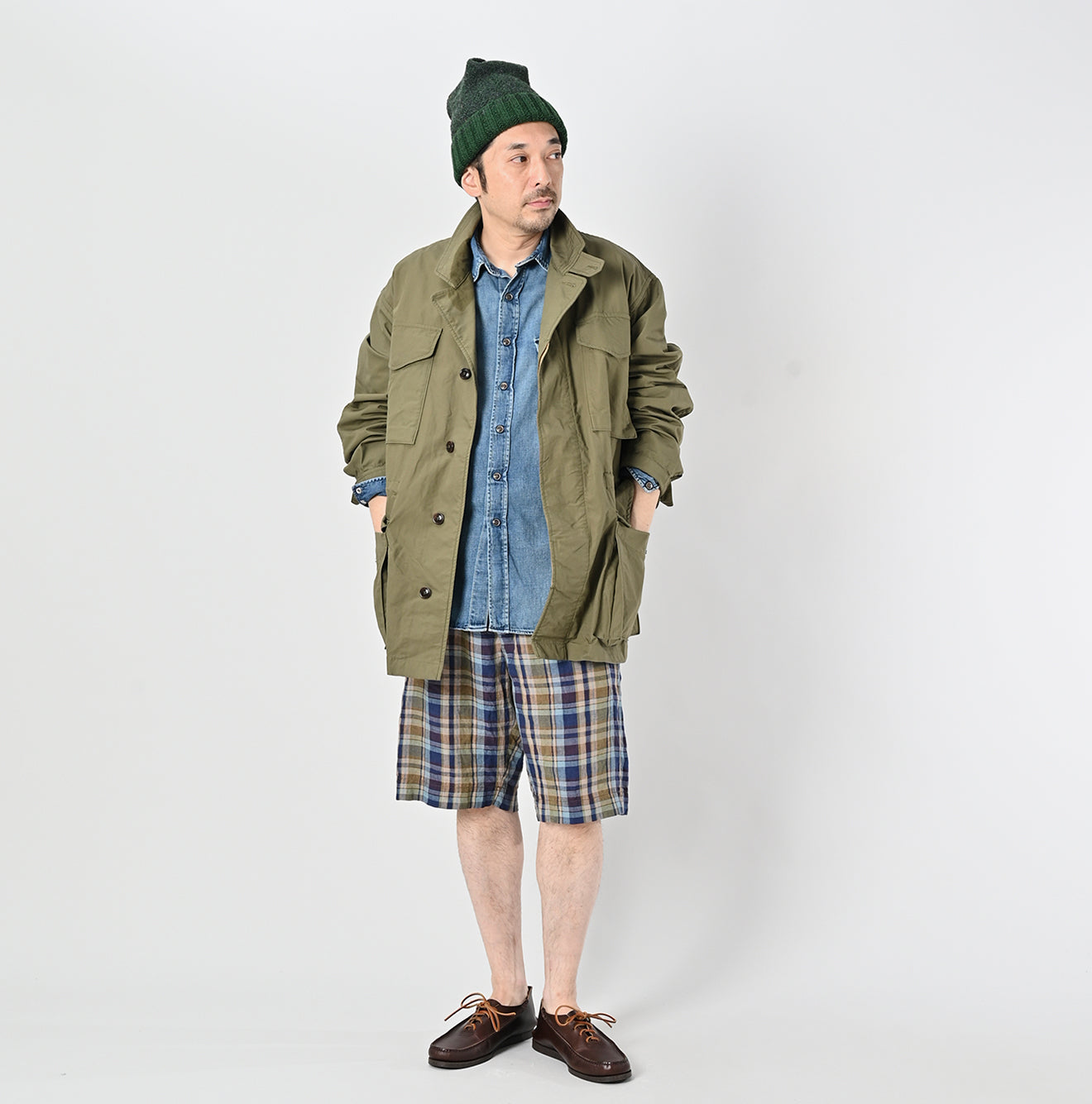 Indian Linen Madras Short Pants Male Model