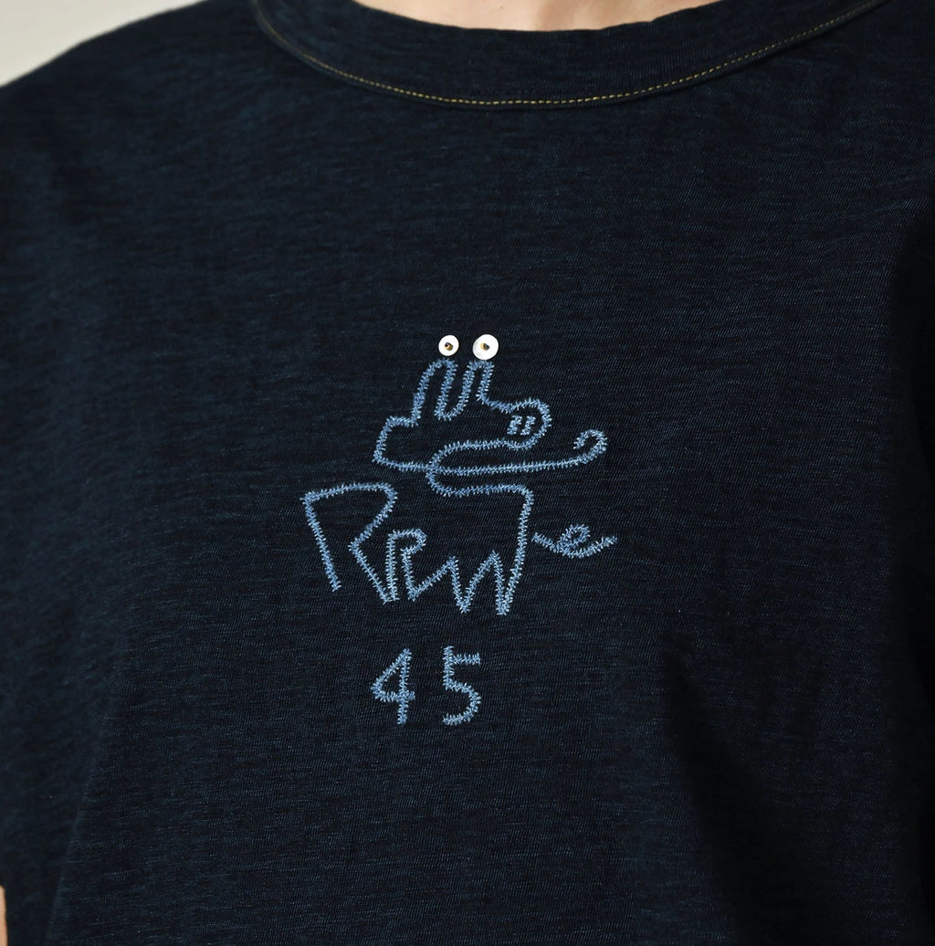 Indigo Nasuppie Embroidered 908 T-shirt Detail
