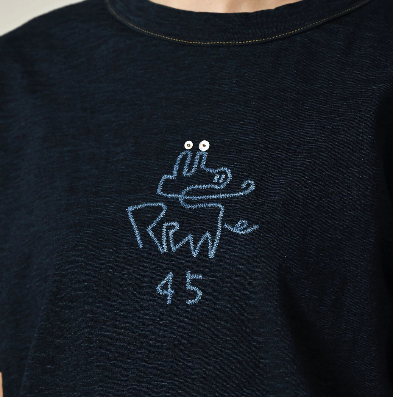 Indigo Nasuppie Embroidered 908 T-shirt Detail