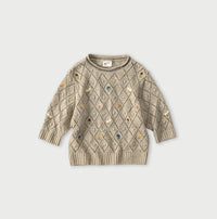Linen Hippie Flower Puff Sweater