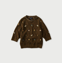 Linen Hippie Flower Puff Sweater