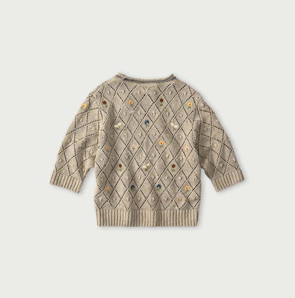 Linen Hippie Flower Puff Sweater Back