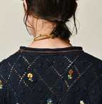 Linen Hippie Flower Puff Sweater Detail