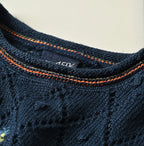 Linen Hippie Flower Puff Sweater Detail