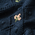 Linen Hippie Flower Puff Sweater Detail