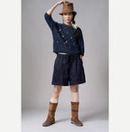 Linen Hippie Flower Puff Sweater Female Model