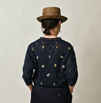 Linen Hippie Flower Puff Sweater Female Model