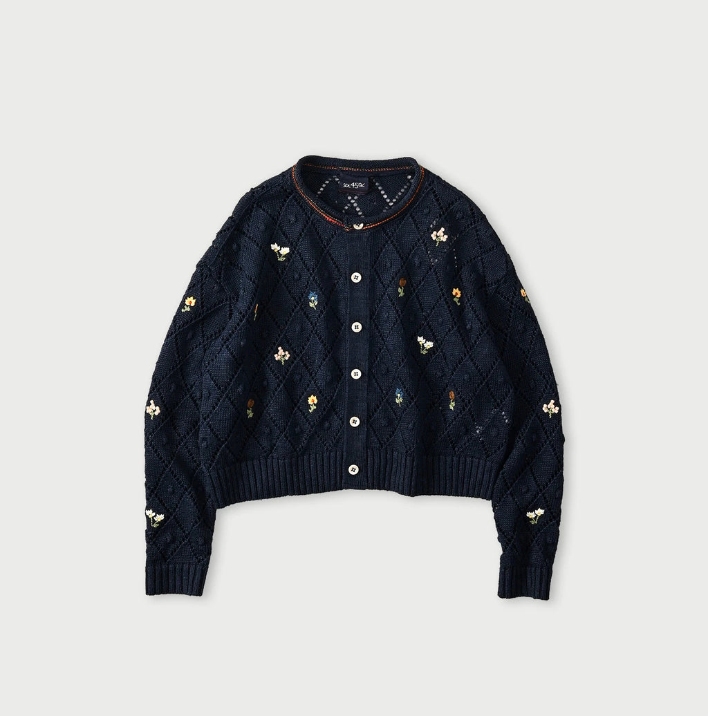 Linen Hippie Flower Bolero Navy