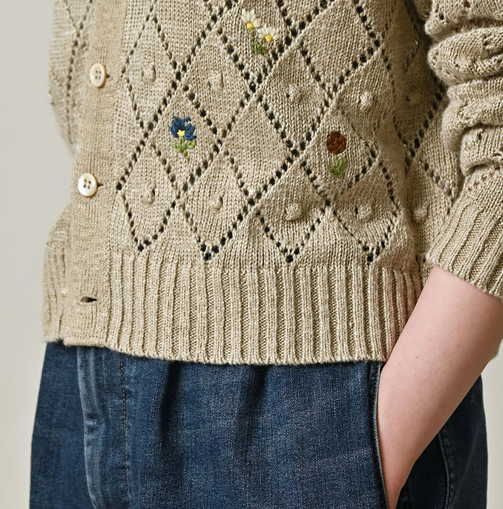 Linen Hippie Flower Bolero Detail