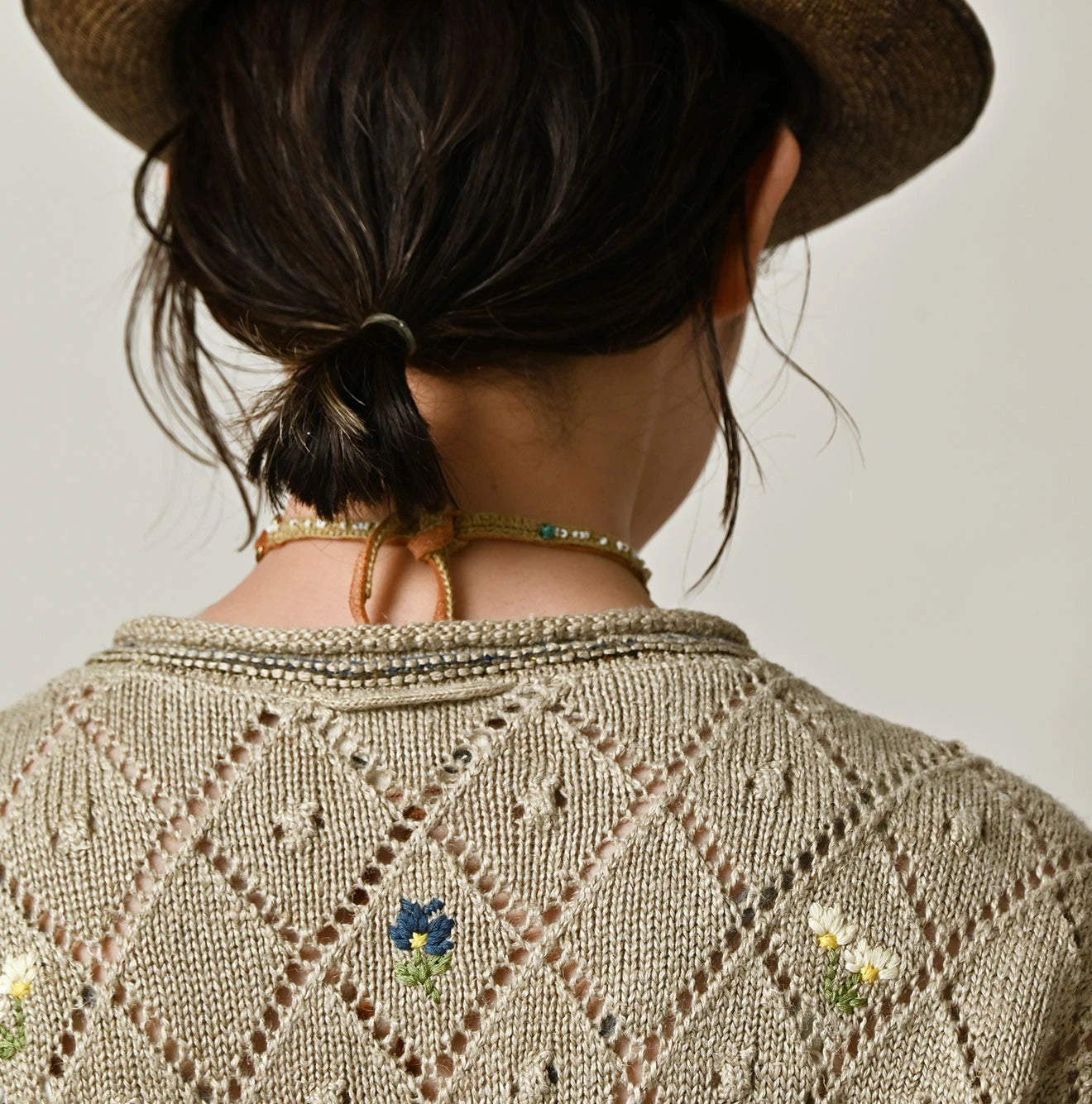 Linen Hippie Flower Bolero Detail